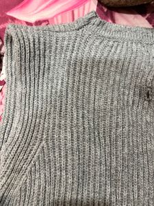 Gray Knit Vest with Button Detail