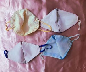 3 Benarasi &amp; 1 Chickankari Embroidery Mask