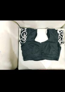 Elegant peach and blue Saree with Embroidery