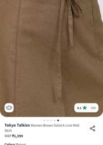 Brown A-Line Midi Skirt