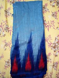 Blue Silk Saree With Attached Unsteched Blouse