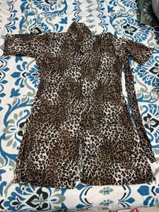 Leopard Print Dress with waist belt