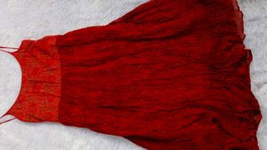 Red Cotton +chiffon Frill Dress