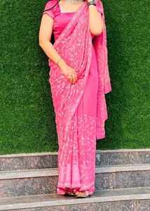 Pink Floral Saree