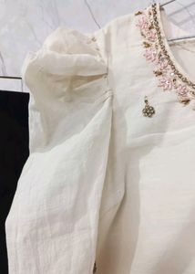 Embroidered Kurta With Design On Sleeve And Chalks