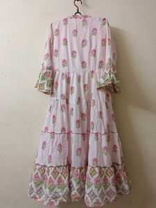 Tiered Pink Floral Print Dress