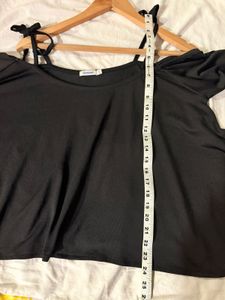 Black Off-Shoulder Tie Strap Top