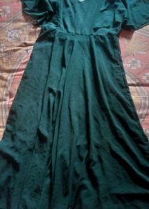 Bottle Green Flare Sleeve Gown