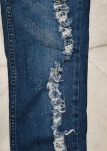 Ripped Denim Overalls