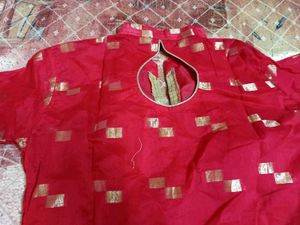 Elegant Red Festive Kurti with Golden Foil Print