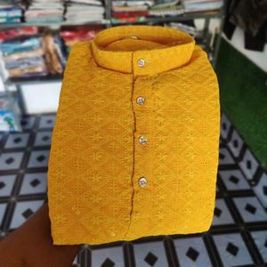 Yellow Embroidered Kurta