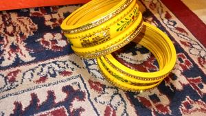 Yellow Lac Bangles - Set of 10