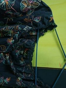 Blue Top With Multi Colour Embroidery