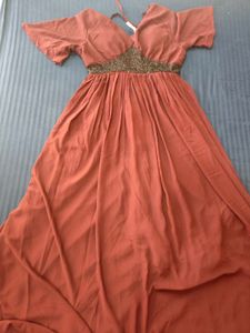 Elegant Empire Waist Dress mauve colour trending