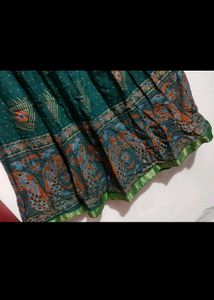 Dark Green Skirt Peacock 🦚pankh Print 30 Waist