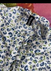 Floral Puff Sleeve Tie Front Top