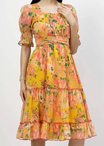 Floral Print Midi Dress-XL