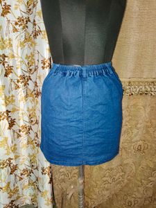 Floral Embroidered Denim Mini Skirt