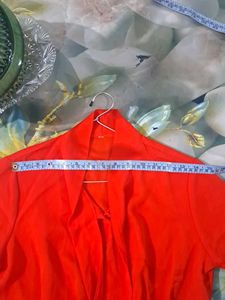 Vintage Red Tie-Neck Blouse