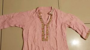 Pink Embroidered Kurtha Top