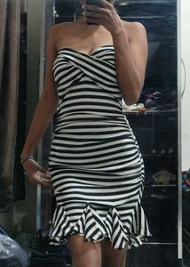 Stripped Mini Tube Cocktail Bodycon Dress