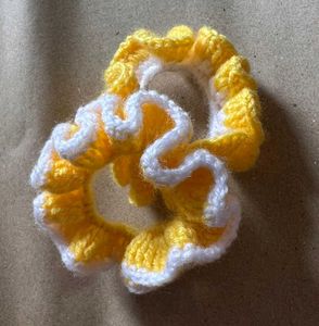Handmade Crochet Yellow Scrunchie