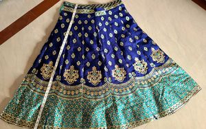 Blue &amp; Gold Embroidered Lehenga.