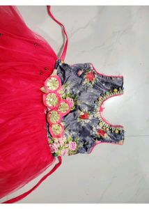 Royal Blue Tulle Dress Combo Set With Jewelar Se