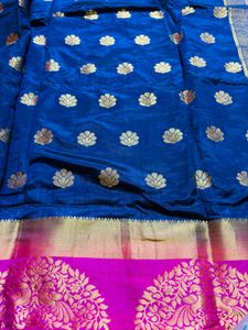 Elegant Blue &amp; Pink Saree with blouse