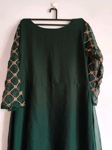 Dark Green Colour Gown With Dupatta