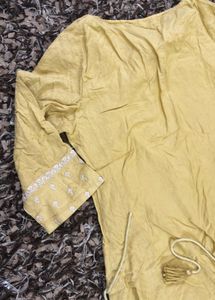 W Embroidered Yellow Kurta