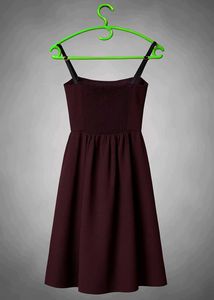 Chic Burgundy Bow Padded Dress 💜🎀
