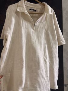 Zudio White Waffle Knit Pullover - Size L