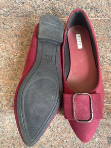 ELLE Burgundy Bow Flats - Size 38