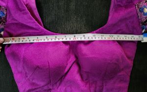 NEON PURPLE VELVET PADDED DESIGNER BLOUSE