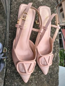 Pinkish Nude Elegant Kitten Heels Pointed Shoes