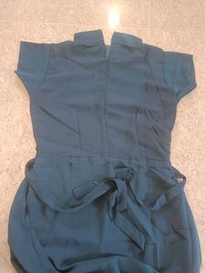 Georgette A Line Flared Blue Gown