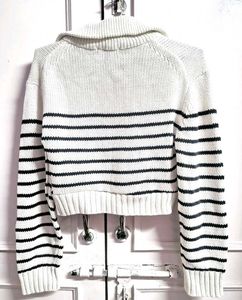 Striped Half-Zip Knit Sweater