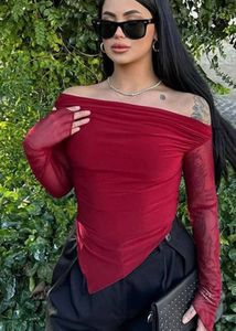 Red Off-Shoulder Sleeve Top