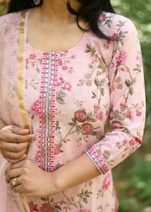 Beautiful Pink Cotton Kotta Doria Appliq Work