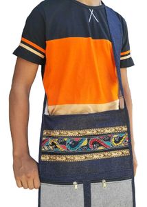 Unisex Denim Crossbody Bag with Embroidery Work