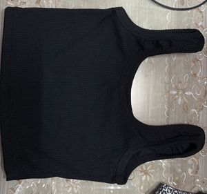 Black Ribbed Tank Top