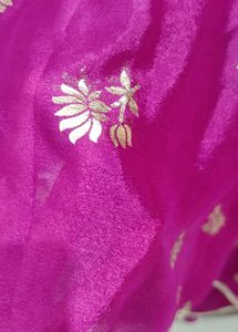 Magenta Dupatta with Silver Embroidery