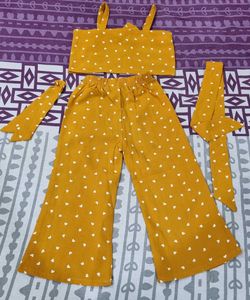 Heart Print Crop Top &amp; Pants Set