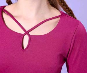 Long Sleeve Magenta Crop Top