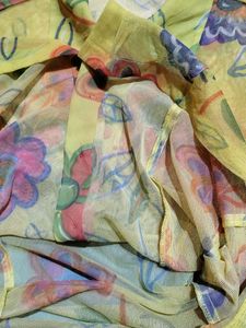 Pepe Floral Yellow Netted See-through Button Top