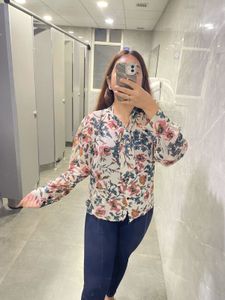 Floral Button And Knot Shirt