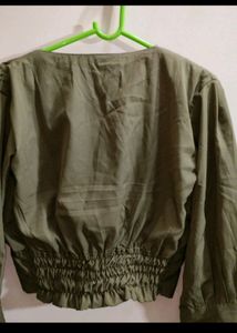 Branded Olive Crop Top