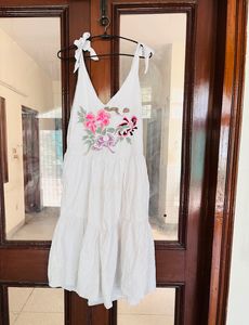 Tiered Pure White Dress ❤️ With Embroidery