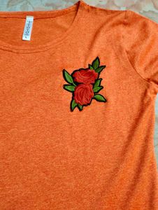 Orange Rose Patch T-Shirt 🧡